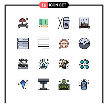 16 Düz Renkli Modern Satır Kümesi Sunucu, veri, Çince, yönetici, oda Düzenlenebilir Yaratıcı Vektör Tasarım Elemanları Çizgileri