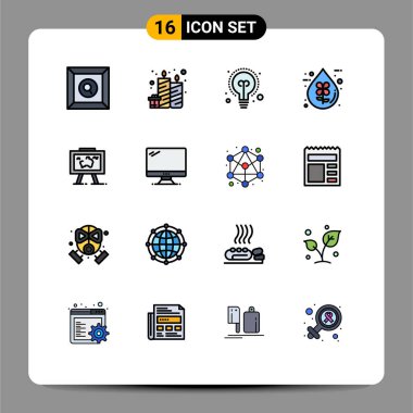 Asma, sunum, eğitim, sıvı, eko Düzenleme Yaratıcı Vektör Tasarım Elemanları için 16 Ticari Düz Renk Paketi