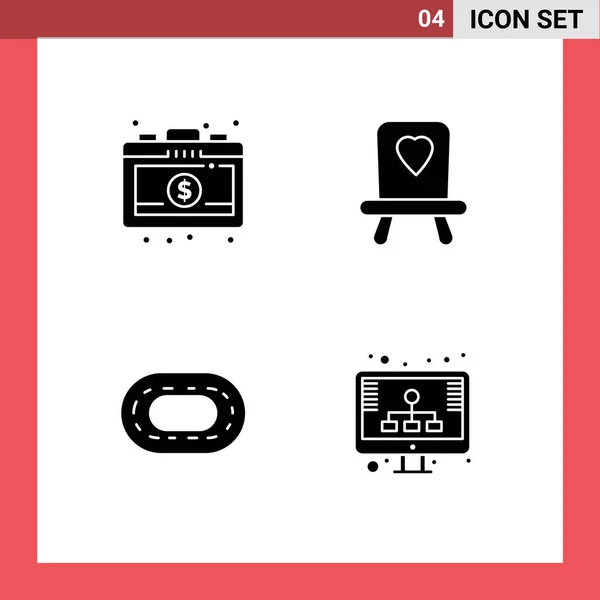 Interfaccia Utente Glyph Solido Pack Segni Simboli Moderni Valigetta Hosting — Vettoriale Stock