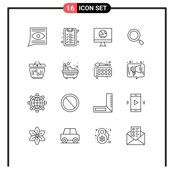 User Interface Outline Pack Modern Signs Symbols Cart Magnify App — Stock Vector