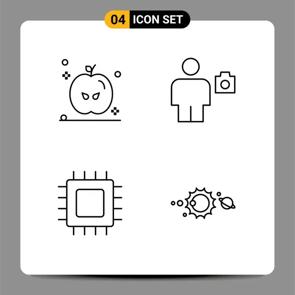 Pictogram Set Egyszerű Filledline Flat Színek Ünnep Számítógépek Avatar Ember — Stock Vector