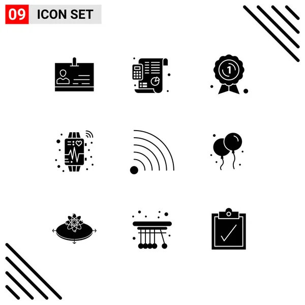 Creative Icons Modern Signs Sysymbols News Heart Beat Award Watch — Vector de stock