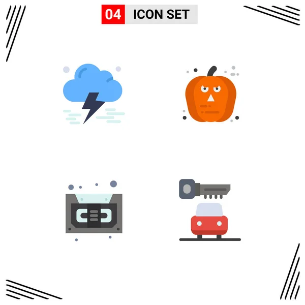 Universal Icon Symbols Group Modern Flat Icons Cloud Cassette Thunderstorm — Stockový vektor