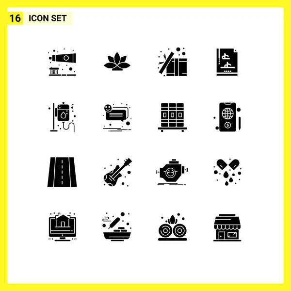 Pictogram Set Simple Solid Glyphs Health Multimedia Box Music Surprise — Stock Vector