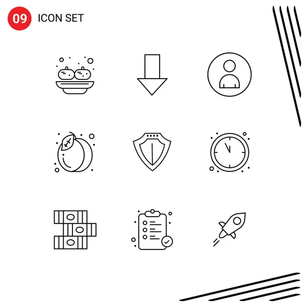 9つの商用アウトラインパックのセット保護 パック編集可能なベクトルデザイン要素 — ストックベクタ