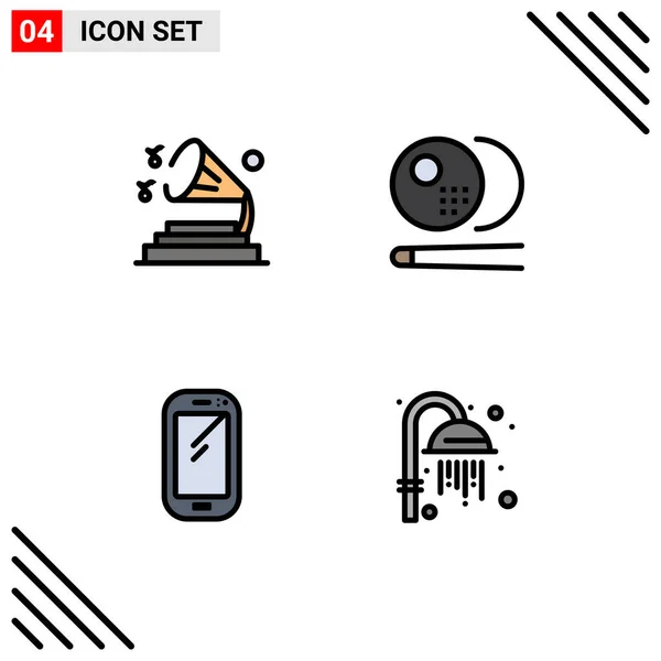 Universal Icon Symbols Group Modern Filledline Flat Cores Música Telefone — Vetor de Stock