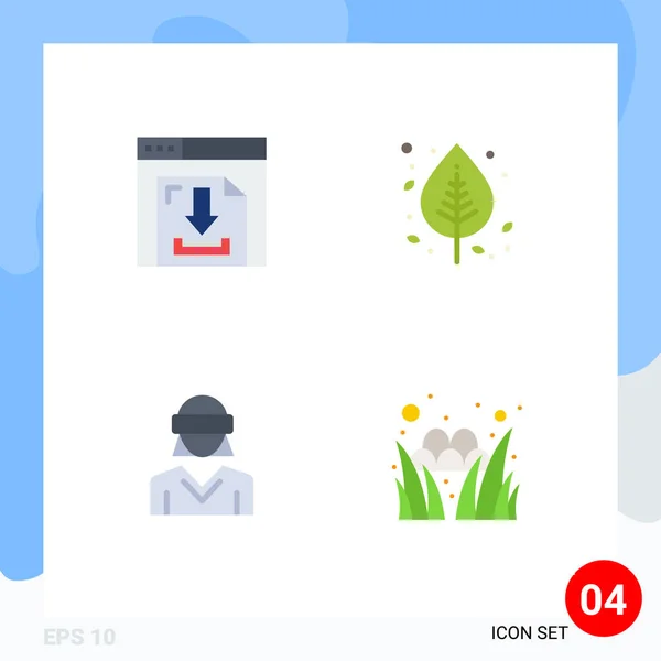 Flat Icon Pack Symboles Universels Flèches Lunettes Multimédia Feuille Réalité — Image vectorielle