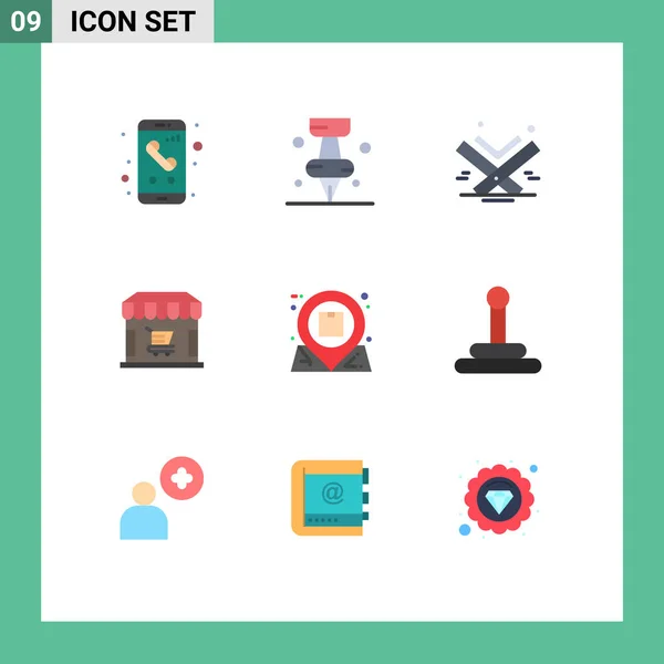 Grupo Universal Símbolos Icon Colores Volátiles Modernos Ubicación Compras Quirófanos — Vector de stock