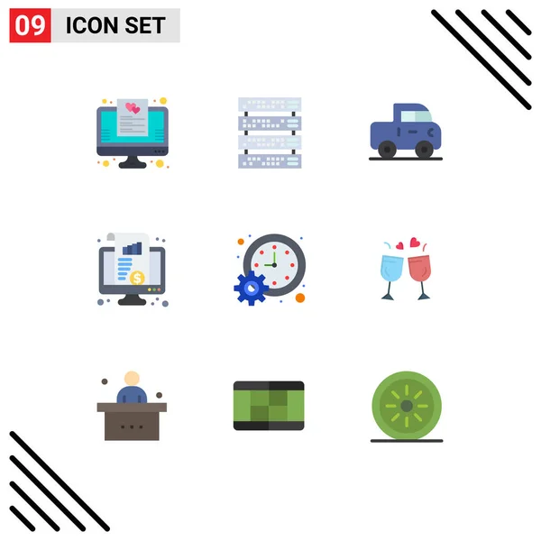 Creative Icons Modern Signs Sysymbols Management Money Car Chart Kpi — Vector de stock