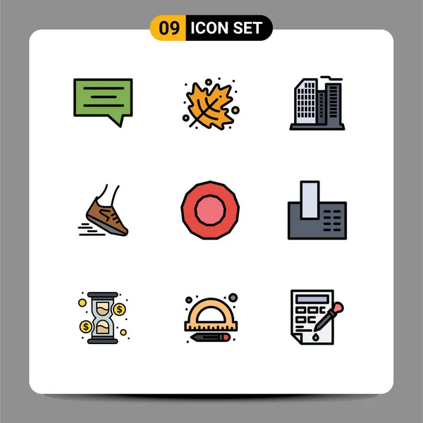 Set Icone Moderne Simboli Segni Elettrodomestici Azione Reale Esecuzione Eseguire — Vettoriale Stock