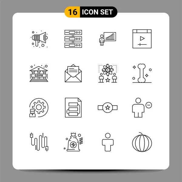 株式ベクトルアイコン16行のサインとページ アプリ クラウド チャートのシンボルのパック編集可能なベクトルデザイン要素 — ストックベクタ
