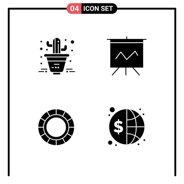 Set Van Moderne Pictogrammen Symbolen Tekenen Voor Cactus Financiën Analytics — Stockvector