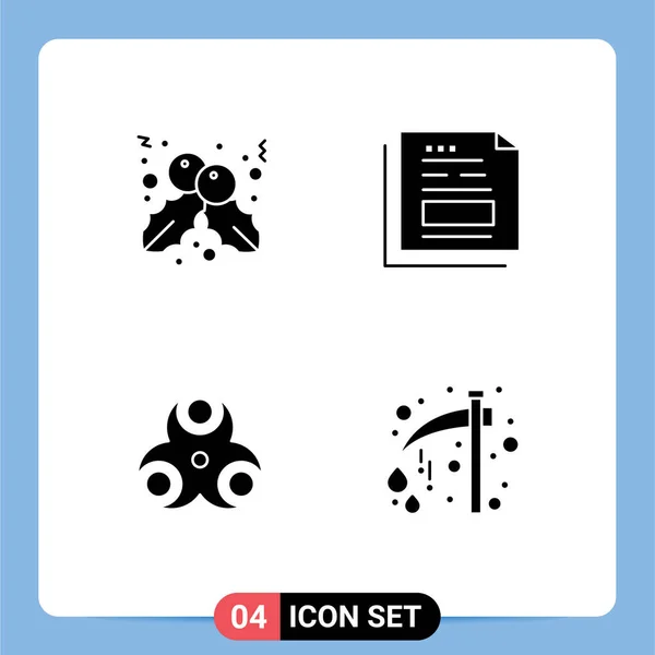 Interfejs Użytkownika Solid Glyph Pack Nowoczesnych Znaków Symboli Jagód Biologicznych — Wektor stockowy