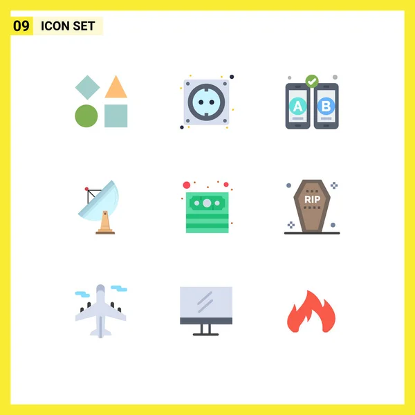 Stock Vector Icon Pack Mit Zeilenzeichen Und Symbolen Für Geld — Stockvektor