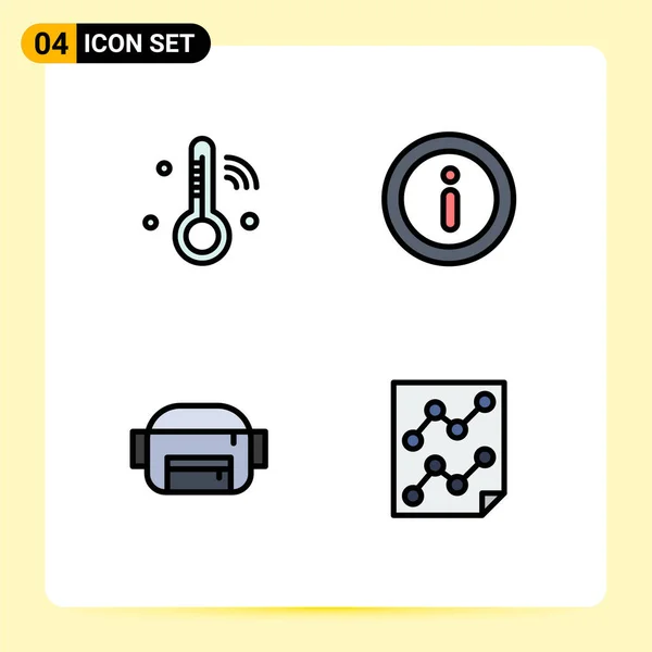 4つの創造的なFilledlineフラット色のパック物事のインターネット 温度計 メニュー ページ編集可能なベクトルデザイン要素の色 — ストックベクタ