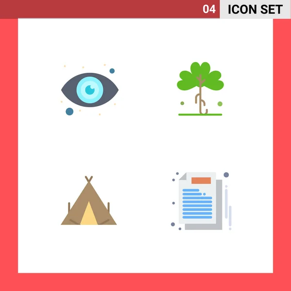 Universal Flat Icons Set Web Mobile Applications Eye Tent Clover — Stockový vektor