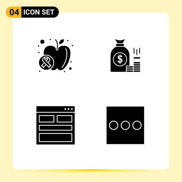 Stock Vector Icon Pack Líneas Símbolos Para Manzanas Ahorros Alimentos — Vector de stock