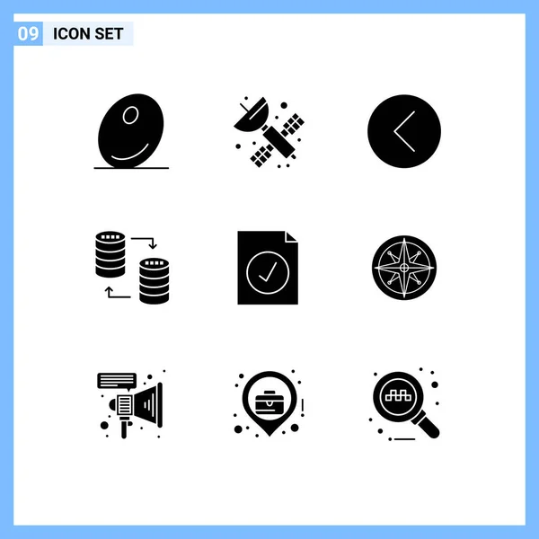 Conjunto Icones Modernos Símbolos Sinais Para Completar Armazenamento Mídia Sql — Vetor de Stock