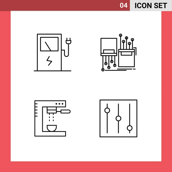 Pack Couleurs Plates Filledline Modernes Signes Symboles Pour Les Supports — Image vectorielle