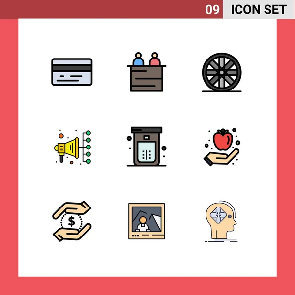 Conjunto Icones Modernos Símbolos Sinais Para Maçã Chuveiro Roda Limpeza — Vetor de Stock