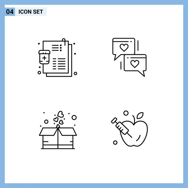 Mobile Interface Line Set Pictograms Disease Gift Recipe Heart Package — Archivo Imágenes Vectoriales