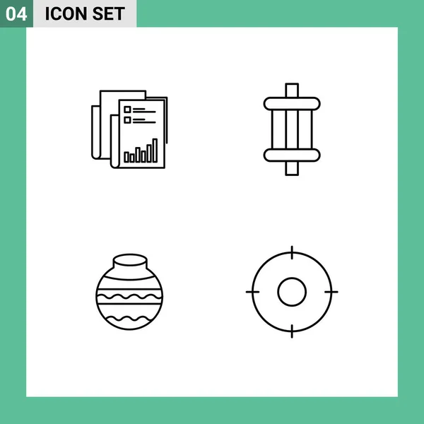 Icônes Créatives Signes Modernes Symboles Rapport Composants Entreprise Papier Pot — Image vectorielle