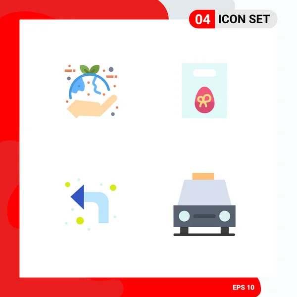 Mobile Interface Flat Icon Set Pictograms Plant Arrows Hand Egg — Stock Vector