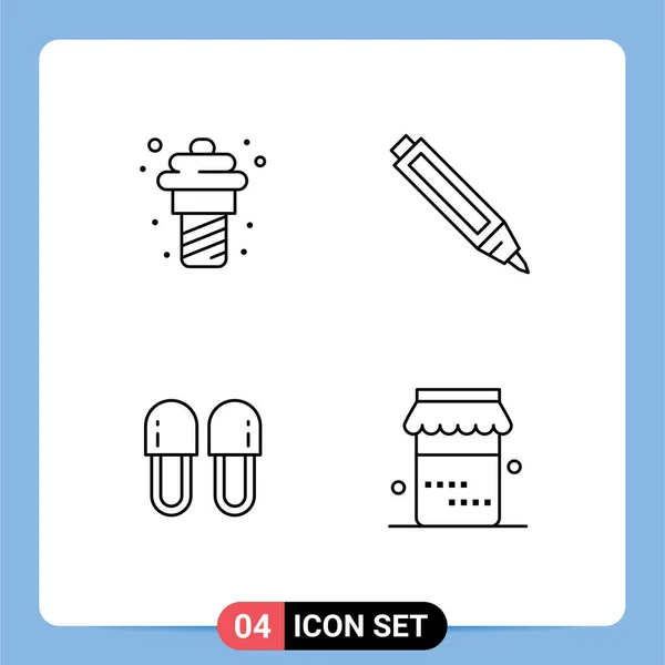 Set Modern Icons Sysymbols Signs Yogurt Hygiene Meal Pencil Shoes — Archivo Imágenes Vectoriales