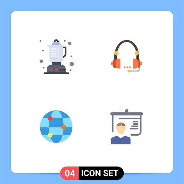 Groupe Icônes Plates Signes Symboles Pour Mélangeur Service Support Contact — Image vectorielle