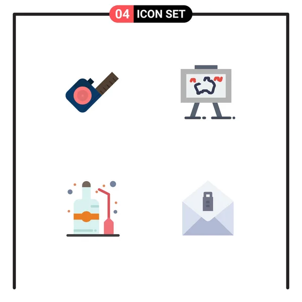Mobile Interface Flat Icon Set Pictograms Measure Label Tool Hang — Stockový vektor