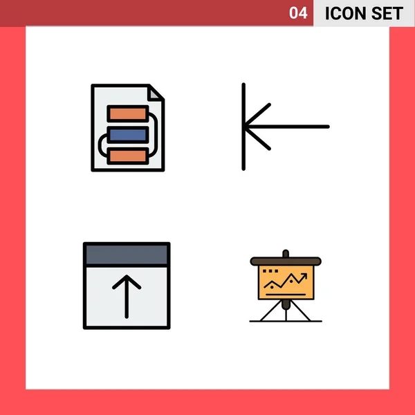 布局可编辑向量设计元素的4个通用符号的Filledline平面彩色包 — 图库矢量图片