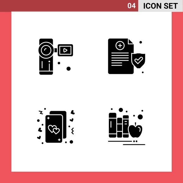 Set Modern Icons Symbols Signs Camcorder Hearts Video Camera Policy — Stock Vector