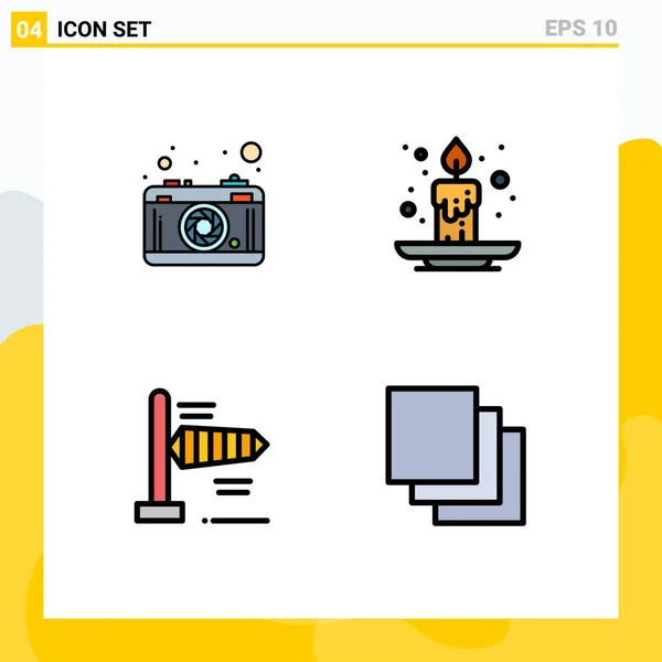 Set Modern Icons Sysymbols Signs Camera Wind Picture Event Cascade — Archivo Imágenes Vectoriales