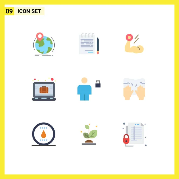 User Interface Flat Color Pack Modern Signs Symbols Laptop Brief — стоковый вектор