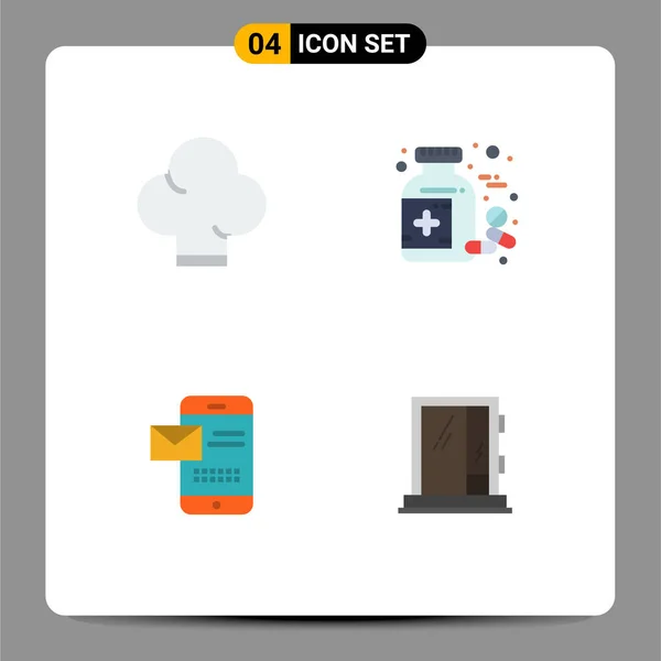 Universal Flat Icons Set Web Mobile Applications Chef Sms Bottle — Stock Vector