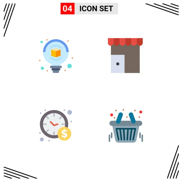 Benutzeroberfläche Flaches Icon Pack Moderner Zeichen Und Symbole Der Glühbirne — Stockvektor
