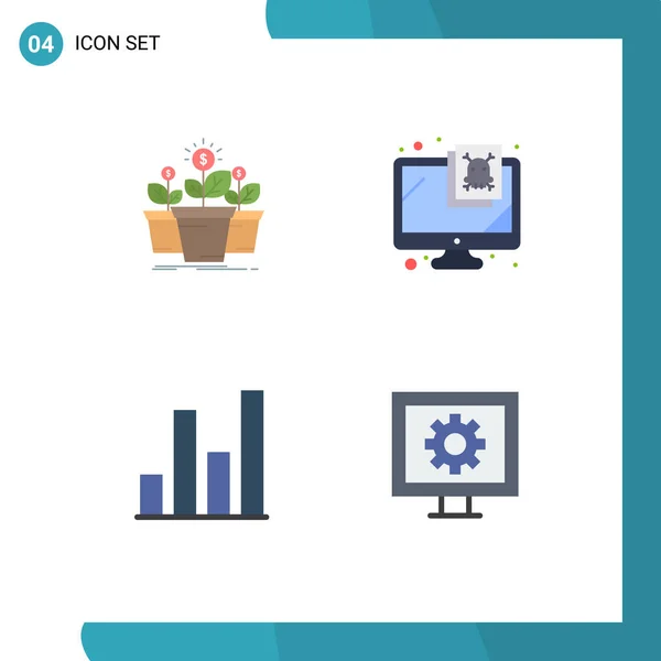 Интерфейс Плоская Иконка Пакет Современных Знаков Индикаторов Роста Аналитика Горшок — стоковый вектор