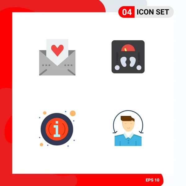 Packung Mit Kreativen Flat Icons Heart Mail Medical Details Editierbare — Stockvektor