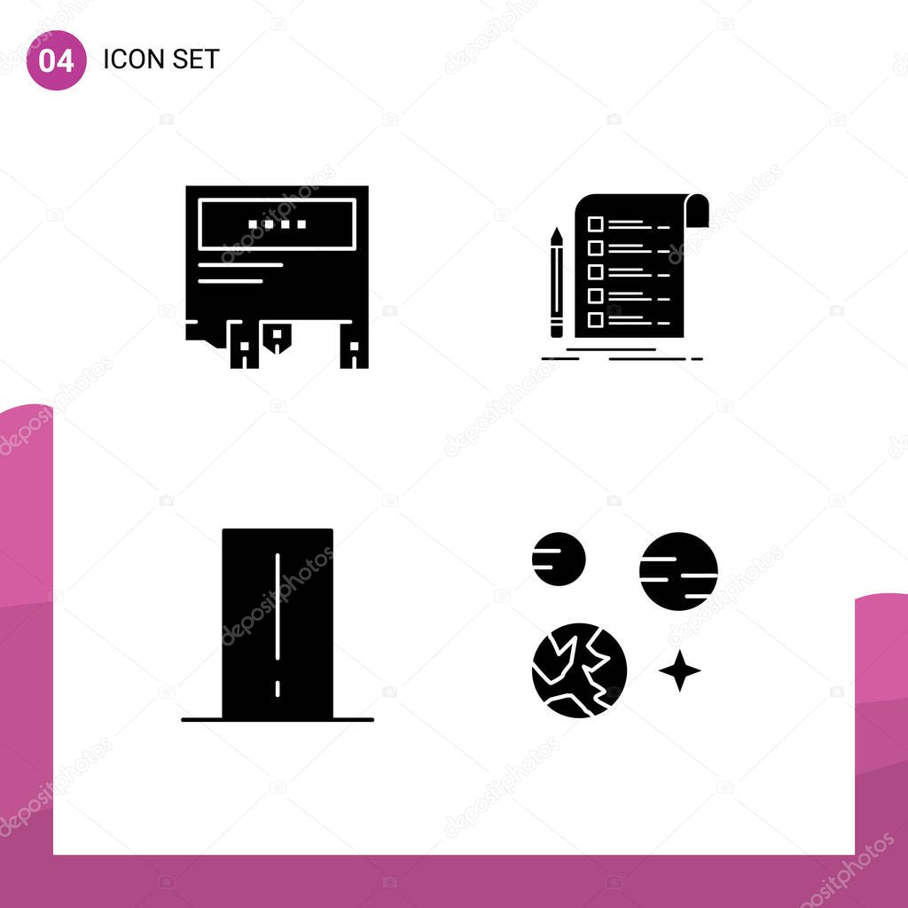 User Interface Pack of 4 Basic Solid Glyphs of ad, checklist, message, report, device Editable Vector Design Elements