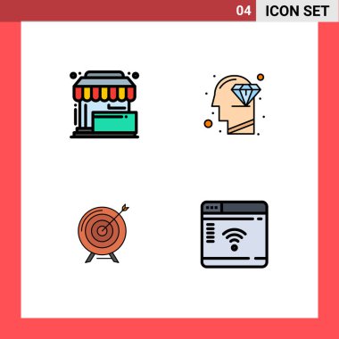 Satın alma, hedef, depolama, baş, arşiv, Düzenlenebilir Vektör Tasarım Elemanları 4 Basit Dosya Çizgisi Düz Renkleri Kümesi