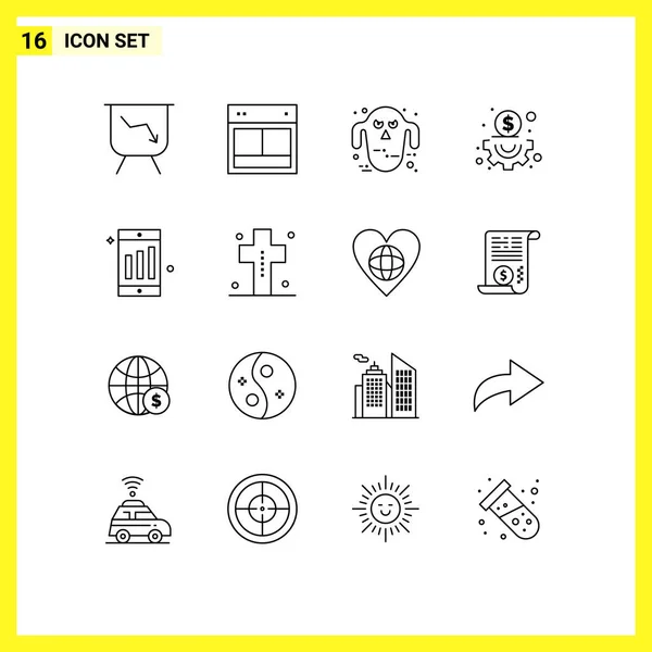 Creative Icons Modern Signs Sysymbols Chart Mobile Ghost Management Business — Vector de stock
