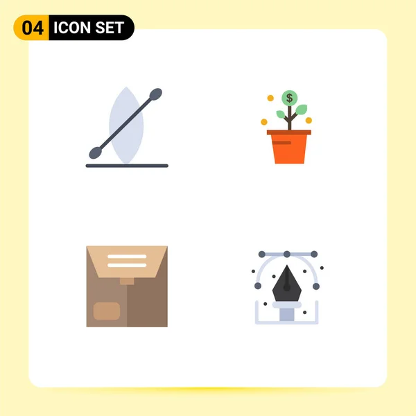 Modern Set Flat Icons Pictograph Beach Growing Pot Creative Szerkeszthető — Stock Vector