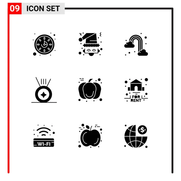 Grupo Universal Símbolos Icon Modernos Glifos Sólidos Del Día Gracias — Archivo Imágenes Vectoriales