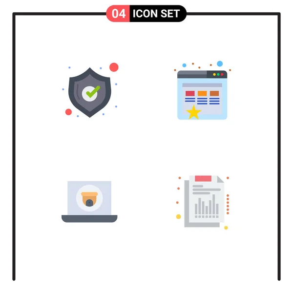 Flat Icon Concept Websites Mobile Apps Safety Camera Bookmark Multimedia — Stock Vector