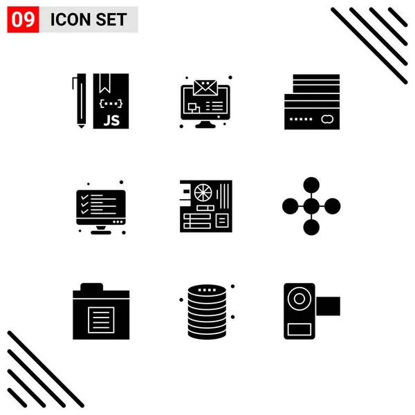 Icone Creative Segni Moderni Simboli Risultato Dati Carta Computer Pagamento — Vettoriale Stock