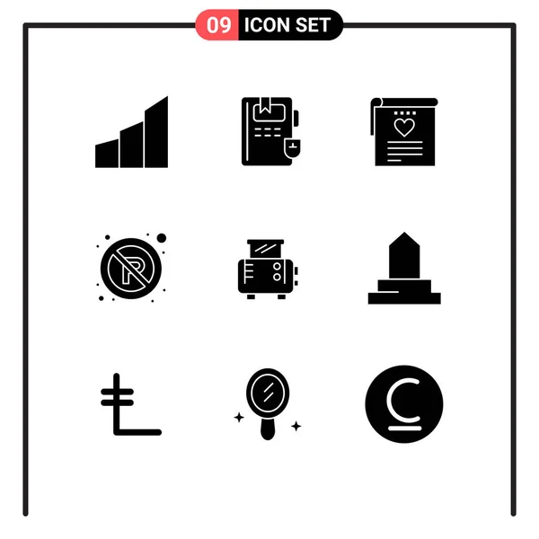 Mobile Interface Solid Gyph Set Pictograms Toast Machine Sign File — Vector de stock