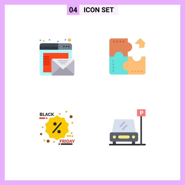 Benutzeroberfläche Pack Mit Einfachen Flachen Browser Icons Black Friday Online — Stockvektor