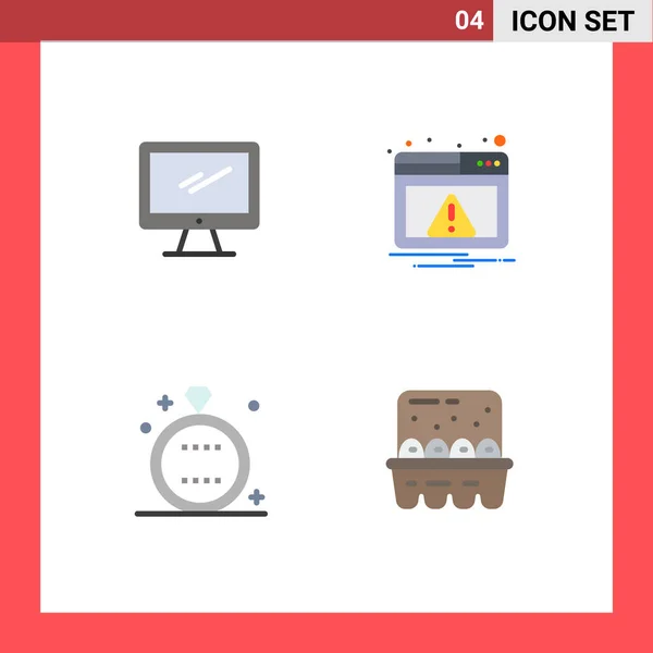 Flat Icon Concept Voor Websites Mobiele Apps Computer Viering Imac — Stockvector