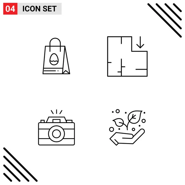 Set Modern Icons Sysymbols Signs Shopping Bag Photo Egg Scheme — Vector de stock