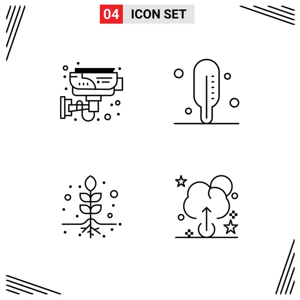 Stock Vector Icon Pack Líneas Signos Símbolos Para Ccctv Raíces — Vector de stock